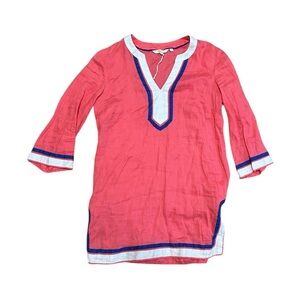 Boden Cleo Pink Coral Linen Kaftan Tunic Shirt Blouse Size 6R
